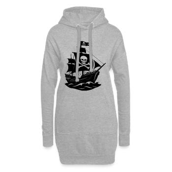Piratenschiff - Hoodie-Kleid - Grau meliert - Vorne