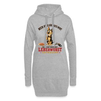 Mein Hund hört aufs Wort, mit Leberwurst - Hoodie-Kleid - Grau meliert - Vorne