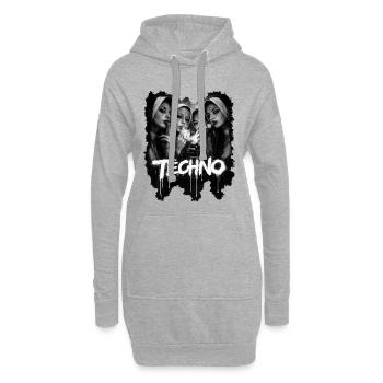 Techno Nonnen Schwarz-Grau - Hoodie-Kleid - Grau meliert - Vorne