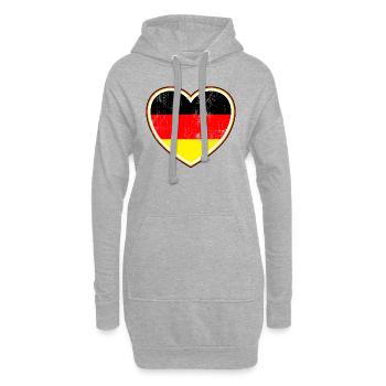 Le drapeau de l’Allemagne dans le cœur - Sweat-shirt à capuche long Femme - gris chiné - Devant