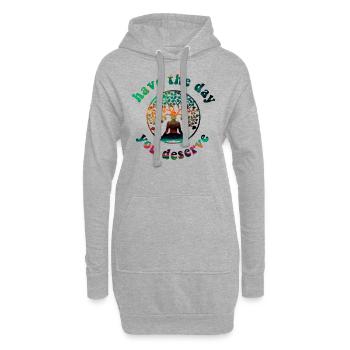 Passez la journée que vous méritez! Bouddha, arbre de vie - Sweat-shirt à capuche long Femme - gris chiné - Devant