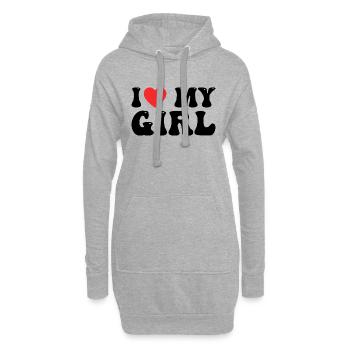 Ich liebe mein Mädchen - Hoodie-Kleid - Grau meliert - Vorne