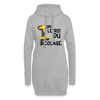 Le Roi Du Bricolage C'est Papy Bricoleur !! - Sweat-shirt à capuche long Femme - gris chiné - Devant