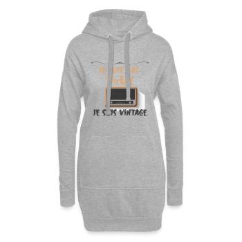 j'suis pas vieux vintage - Sweat-shirt à capuche long Femme - gris chiné - Devant