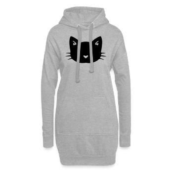 Chat Chat Face Chat Tête Chat ChatOn Gueule de bois - Sweat-shirt à capuche long Femme - gris chiné - Devant
