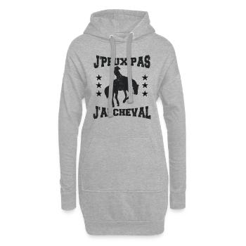 Je Peux Pas J'ai Cheval | fan de cheval - Sweat-shirt à capuche long Femme - gris chiné - Devant