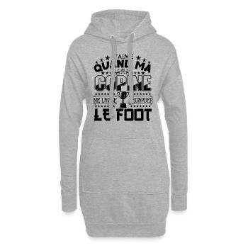 Le Foot | Ma Copine et Le football - Sweat-shirt à capuche long Femme - gris chiné - Devant