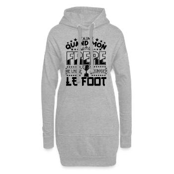 Le Foot | Mon Frère et Le football - Sweat-shirt à capuche long Femme - gris chiné - Devant