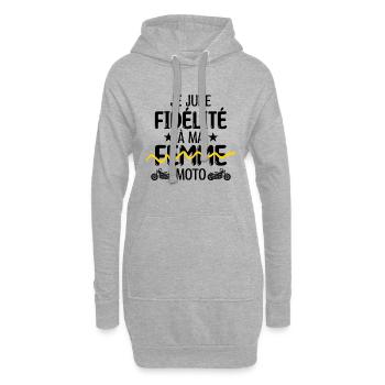 Motard Moto fan de moto | Motard - Sweat-shirt à capuche long Femme - gris chiné - Devant