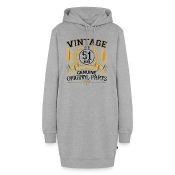 Jahrgang 51 Jahre - Geburtstagsgeschenk 51 Jahre !!! - Hoodie-Kleid - Grau meliert - Vorne