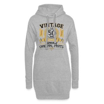 Jahrgang 50 Jahre - Geburtstagsgeschenk 50 Jahre !!! - Hoodie-Kleid - Grau meliert - Vorne