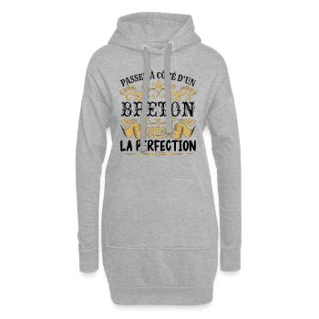 Breton | le Meilleur cadeau Breton - Sweat-shirt à capuche long Femme - gris chiné - Devant