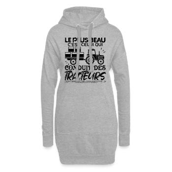 Tracteur Fan de tracteur J'aime les tracteurs - Sweat-shirt à capuche long Femme - gris chiné - Devant