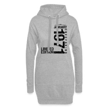 Geburtstag Januar 1971 Januar geboren im Januar - Hoodie-Kleid - Grau meliert - Vorne