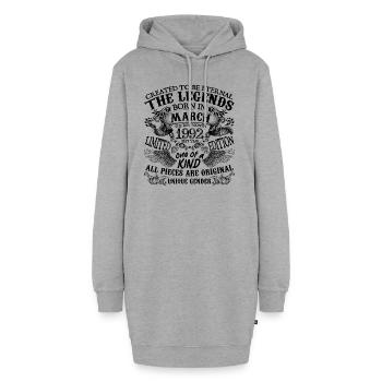 Geburtstag 1992 März 1992 geboren im März 1992 - Hoodie-Kleid - Grau meliert - Vorne