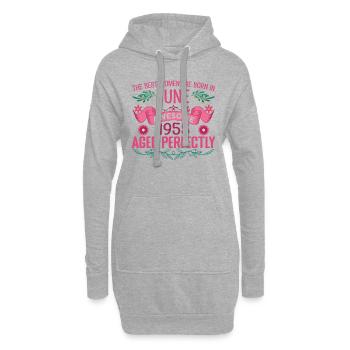 Juin 1955 anniversaire femme Juin 1955 - Sweat-shirt à capuche long Femme - gris chiné - Devant