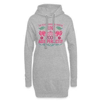 Juin 2000 anniversaire femme Juin 2000 - Sweat-shirt à capuche long Femme - gris chiné - Devant