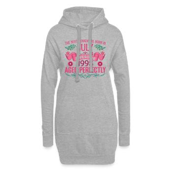 Juli 1995 Geburtstagsfrau Juli 1995 - Hoodie-Kleid - Grau meliert - Vorne