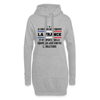 Je Soutiens Deux Équipes la France ... - Sweat-shirt à capuche long Femme - gris chiné - Devant