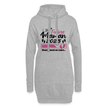 Future Maman 2025 Chargement En Cours - Cadeau - Sweat-shirt à capuche long Femme - gris chiné - Devant