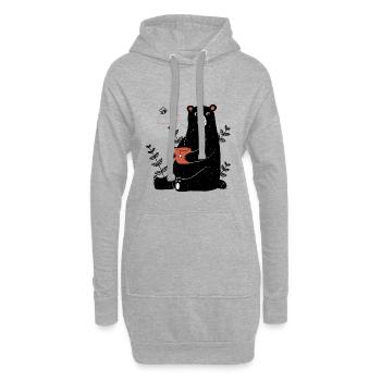 Ours sucré - Sweat-shirt à capuche long Femme - gris chiné - Devant