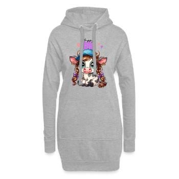Vache Veau Mignon Casquette De Basket-ball Glitter Anime - Sweat-shirt à capuche long Femme - gris chiné - Devant