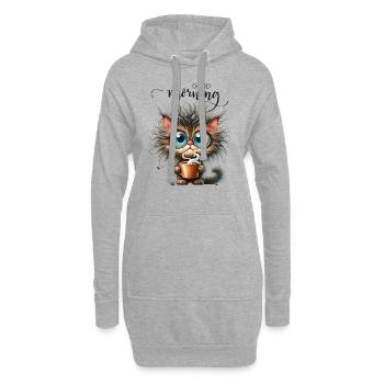 Chat Café Caféine Collègue Bureau Petit-déjeuner Miaou - Sweat-shirt à capuche long Femme - gris chiné - Devant