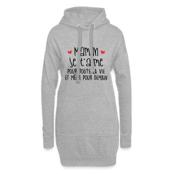 Maman je t'aime - Mère - Bébé - Naissance - Amour - Sweat-shirt à capuche long Femme - gris chiné - Devant