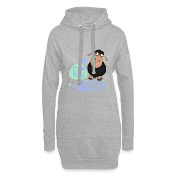Mouton noir - Soyez heureux mouton - porte-bonheur - Sweat-shirt à capuche long Femme - gris chiné - Devant