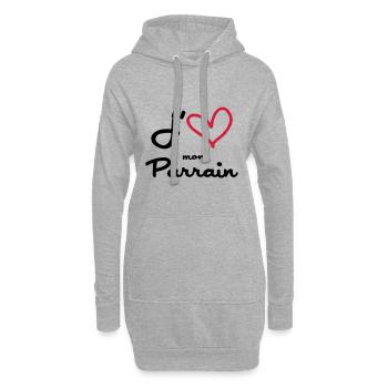 J'aime mon Parrain - Sweat-shirt à capuche long Femme - gris chiné - Devant
