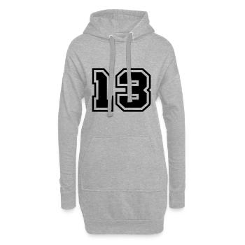 13 symbole de nombre - Sweat-shirt à capuche long Femme - gris chiné - Devant