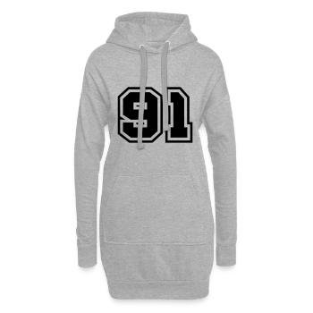 91 symbole de nombre - Sweat-shirt à capuche long Femme - gris chiné - Devant