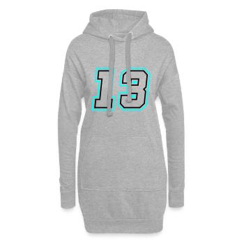 13 symbole de nombre - Sweat-shirt à capuche long Femme - gris chiné - Devant
