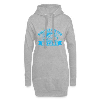 Sortie de la canne et le plaisir commence Cadeau de pêche - Sweat-shirt à capuche long Femme - gris chiné - Devant