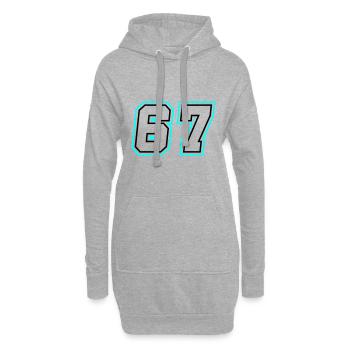 67 Zahl Symbol - Hoodie-Kleid - Grau meliert - Vorne