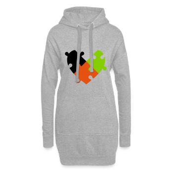 Herz Puzzle - Hoodie-Kleid - Grau meliert - Vorne