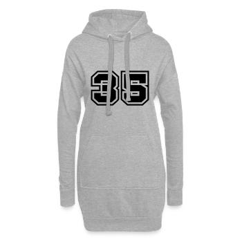 35 symbole de nombre - Sweat-shirt à capuche long Femme - gris chiné - Devant