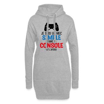 console et apéro - Sweat-shirt à capuche long Femme - gris chiné - Devant