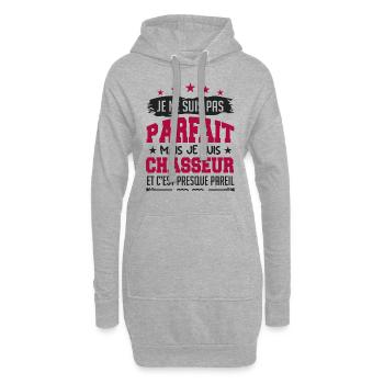 Parfait Chasseur | chasseur | chasse - Sweat-shirt à capuche long Femme - gris chiné - Devant