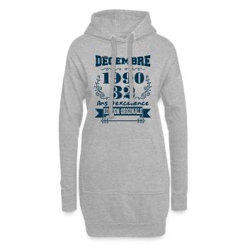 décembre 1990 Edition original | Vintage 1990 - Sweat-shirt à capuche long Femme - gris chiné - Devant