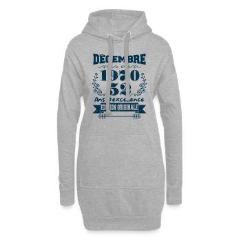 décembre 1970 Edition original | Vintage 1970 - Sweat-shirt à capuche long Femme - gris chiné - Devant