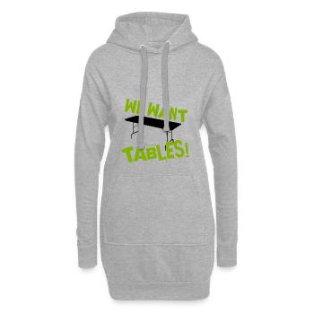 NOUS VOULONS DES TABLES ! Motif de lutte - Sweat-shirt à capuche long Femme - gris chiné - Devant