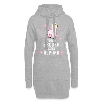 Tausche Bruder gegen Alpaka - Hoodie-Kleid - Grau meliert - Vorne