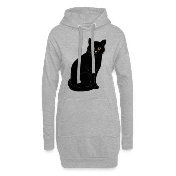 Schwarze Katze - Hoodie-Kleid - Grau meliert - Vorne