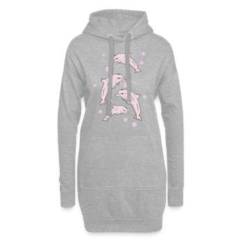 Vier Delphine, Meer - Hoodie-Kleid - Grau meliert - Vorne