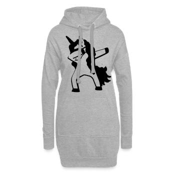 Dabbing Unicorn / Einhorn - Hoodie-Kleid - Grau meliert - Vorne