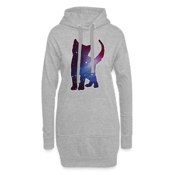Katze Kitten Silhouette Cat Weltall Space Geschenk - Hoodie-Kleid - Grau meliert - Vorne
