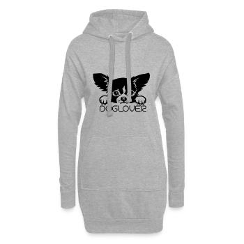 Amoureux des chiens - Sweat-shirt à capuche long Femme - gris chiné - Devant