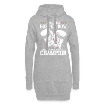 Gants de boxe - Sweat-shirt à capuche long Femme - gris chiné - Devant