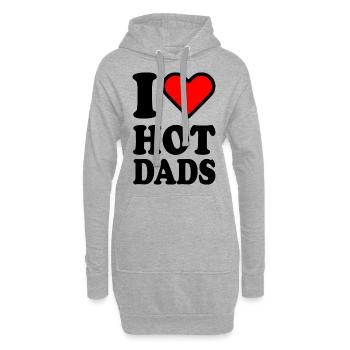 I love hot dads - Hoodie-Kleid - Grau meliert - Vorne